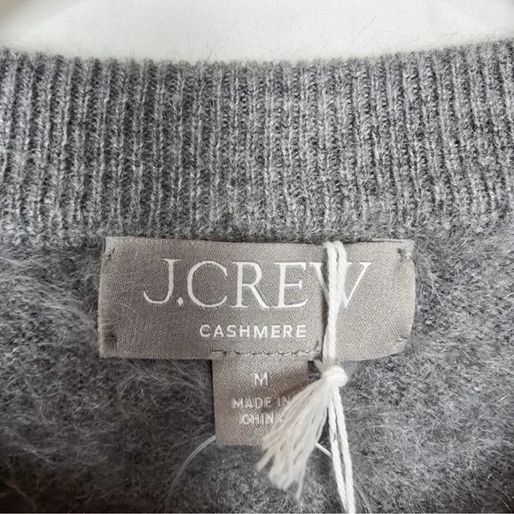 J. Crew Gray Brushed Cashmere Relaxed Oversized Crewneck Sweater - Picture 4 of 8